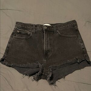 Abercrombie & Fitch Black Frayed Denim Shorts